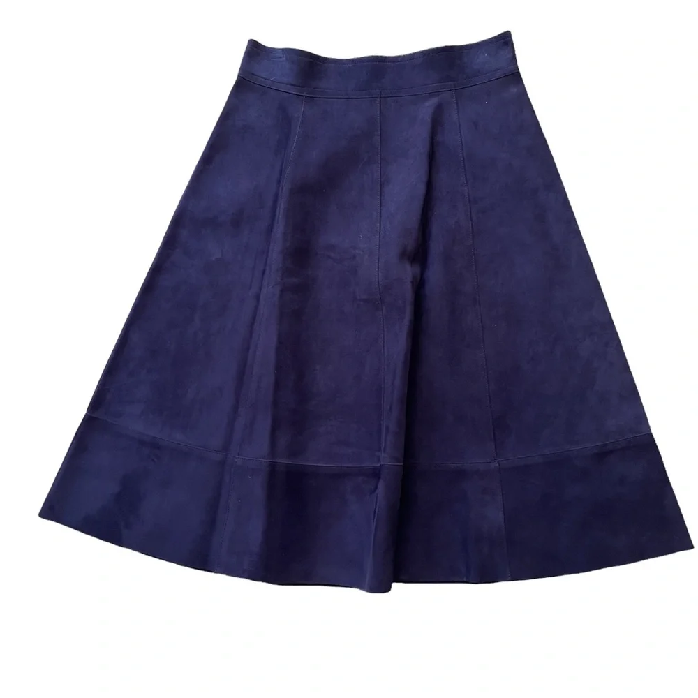 Michael Kors Indigo Blue Italian Lamb Suede Skirt 4 NEW
